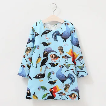 

Girls Spring European And American-Style Princess Dress Big Boy Cartoon Printed Parrot Children Shirt