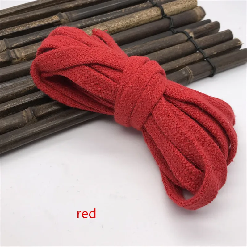 Colored Cotton Braided Rope Hollow Flat Twisted Cord 10 mm * 10M Sports Belt DIY Sewing Tape Rope Shoes Hat Decoration 14 colors