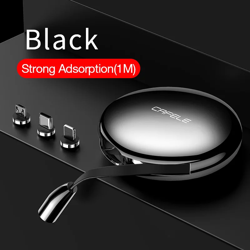 Cafele роскошный Магнитный зарядный USB кабель для iPhone type C микро Выдвижной зарядный кабель 120 см 3 А Быстрая зарядка USB C кабель - Цвет: Black for 3 in 1