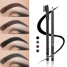 Kredka do brwi ołówek wodoodporna odporna na pot długotrwała łatwe do pokolorowania kredka do brwi ołówek czarny/kawa/brązowy długopis z pędzlem do oczu(China)