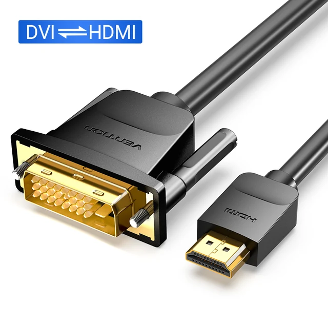 Xbox One Laptop etc VENTION HDMI to DVI Cable Roku 5m Bi Directional DVI-D 24+1 Male to HDMI Male High Speed Adapter Cable Support 1080P Full HD Compatible for Raspberry Pi