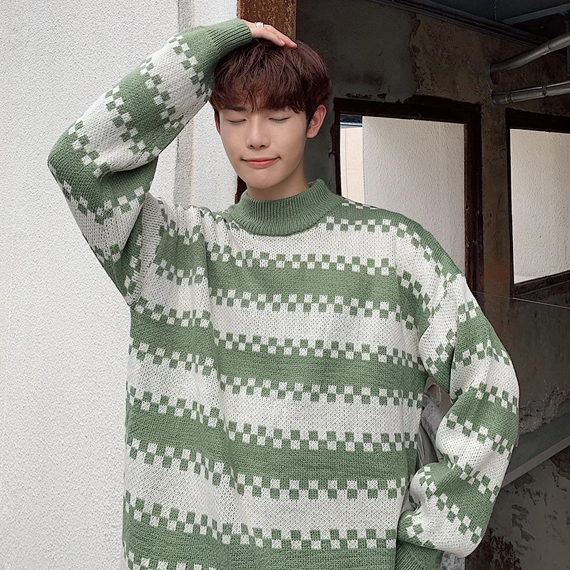 Winter Sweater Men Warm Fashion Contrast Color Casual Knit Sweater Man Sweter Clothes Loose Long-sleeved Pullover Male Clothes Winter Sweater Men Warm Fashion Contrast Color Casual Knit Sweater Man Sweter Clothes Loose Long-sleeved Pullover Male Clothes
