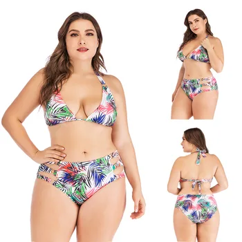 

2019 New large size printed bikini sexy Slim-free rim swimwear water suit L XL 2XL 3XL 4XL 5XL