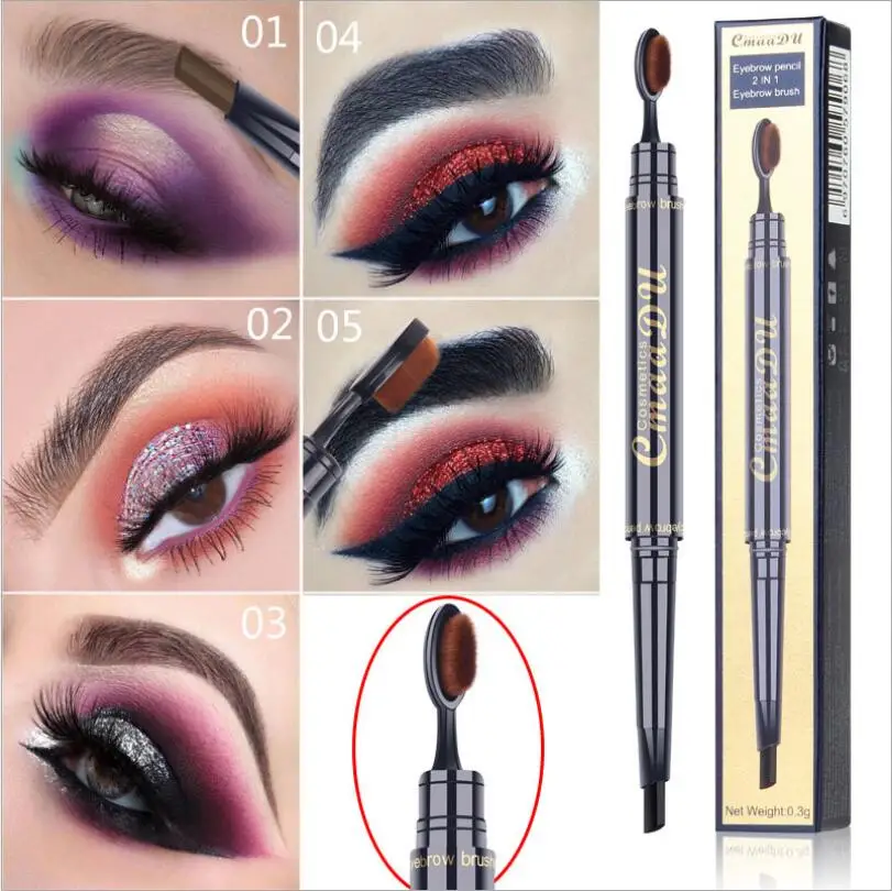 

Double Eyebrow Pen with Brush Toothbrush Head Eyebrow Pencil Multifunctional Waterproof Makeup Eyebrow Pencil 1Pc T0685
