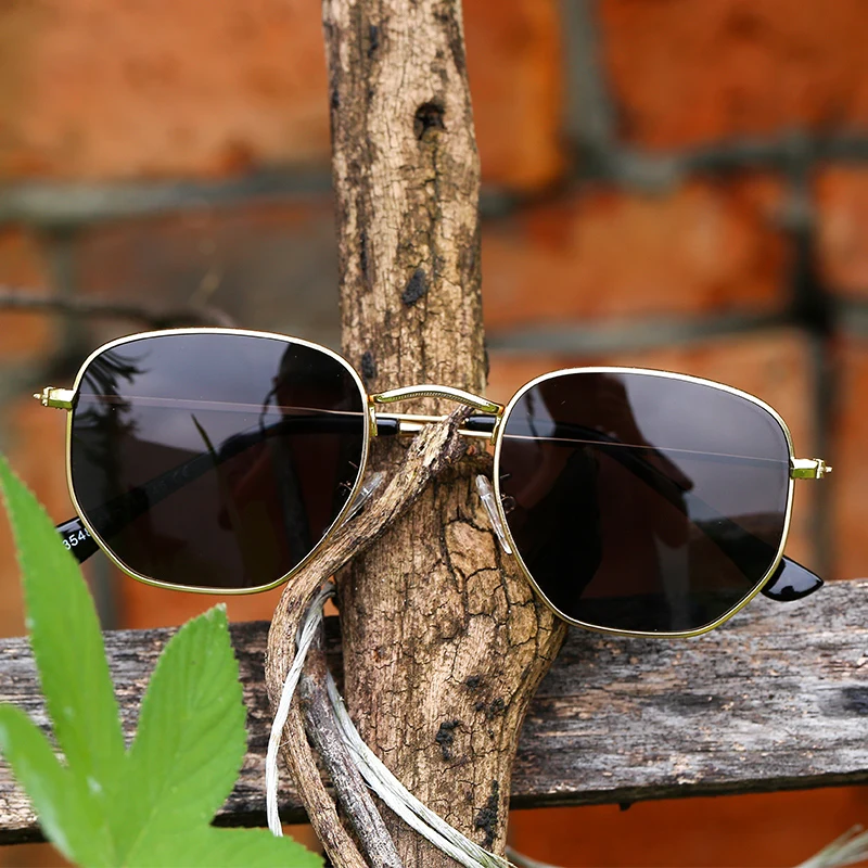 Peekaboo солнцезащитные очки в квадратной оправе в стиле ретро мужские Поляризованные металлические зеленые линзы 2020 поляризованные