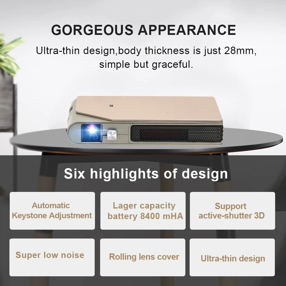 CAIWEI S7+ Мини Портативный DLP проектор 3D кинотеатр домашний кинотеатр наружный видео фильм для смартфонов передачи данных проектор большой Battry