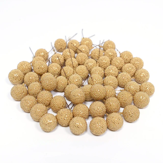 20pcs Mini Fake Fruit Artificial Glass Berries Gold/sliver/red Cherry Christmas Pearl Berries For Wedding Christmas DIY Decor G01