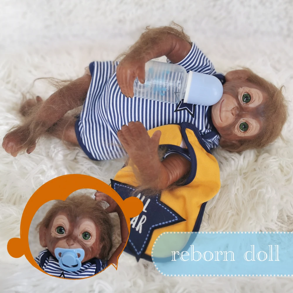 Силиконовая кукла реборн Обезьяна 50 см ручной работы bebe reborn boneca Macaco Гибкая Коллекционная Художественная кукла подарок