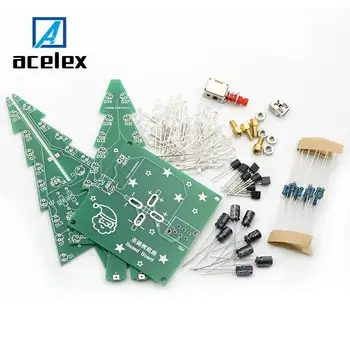 

Three-Dimensional 3D Christmas Tree LED DIY Kit Red/Green/Yellow LED Flash Circuit Kit Electronic Fun Suite