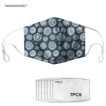 

Twoheartsgirl Fashionable Mandala Style Face Mask for Women Washable Reusable Kids Girls Mouth Mask Anti-dust Face Mask Filter