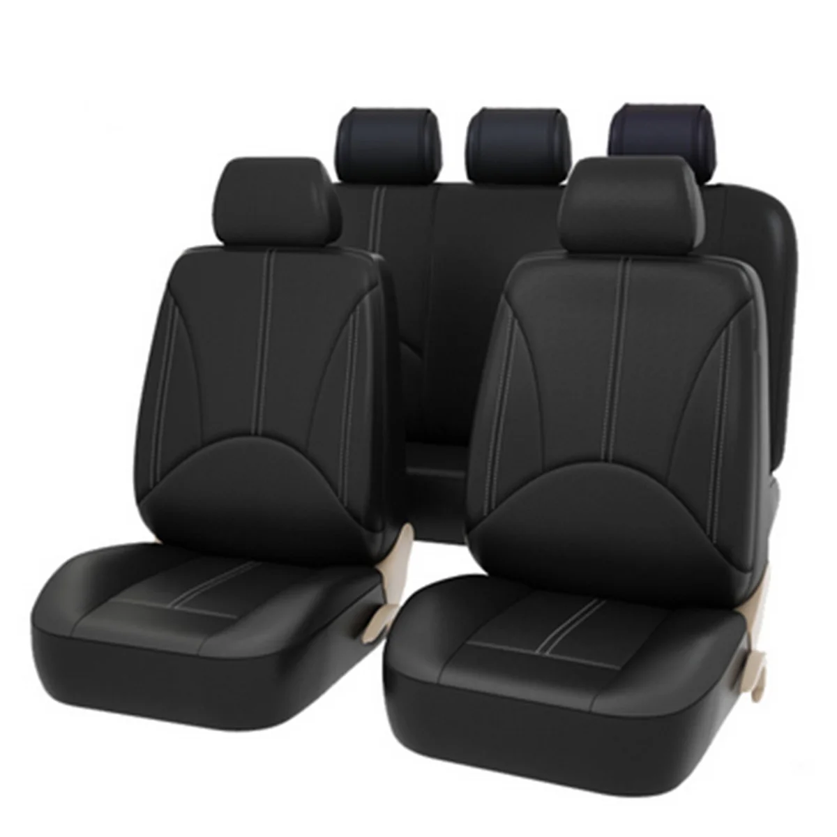 

9Pcs Car Seat Cover Protector+Cushion Front & Rear Full Set PU Leather Interior