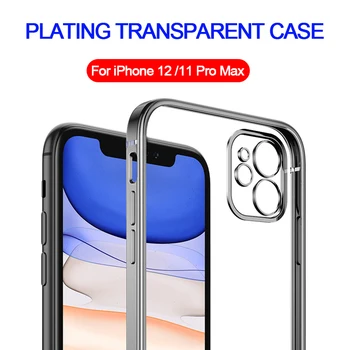 

For iPhone 11 Pro Max Case CENMASO Original Luxury Plating Transparent Silicone Soft Full Protection Shockproof Back Cover