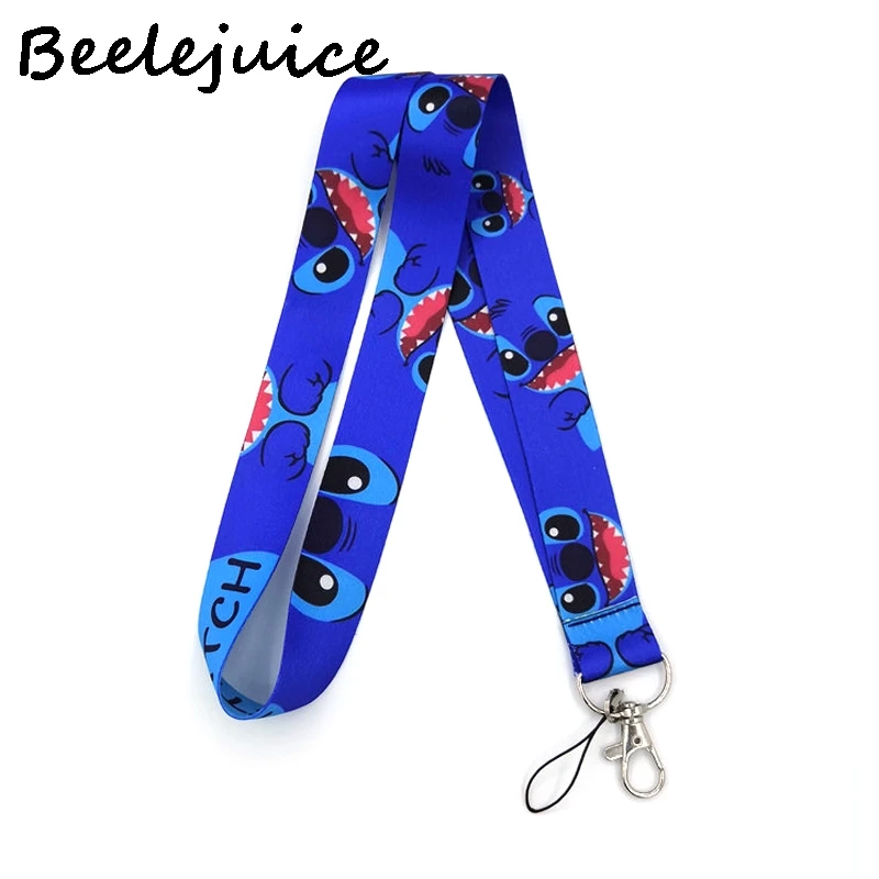 24pcs Lilo Stitch anime couple kids 90s cartoon funny vintage Neck Lanyard ID badge card holder keychain Mobile Phone Strap Gift