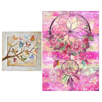 

Full Round Drill 5D Diy Diamond Painting "Butterfly Tree" & Pink Dream Catcher Full Drill Diy Diamond Painting 30x40cm