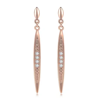 

Fashion 14K Gold Silver Color Long Earrings for Women Leaf Drop Earrings Jewelry 3A Zircon Diamond Earrings Wedding Party Gift