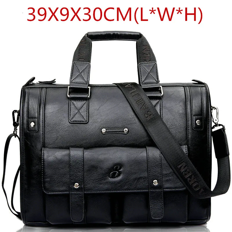 Black Size M Мужской кожаный черный портфель, деловая сумка, сумки-мессенджеры, Мужская винтажная сумка на плечо, мужские большие дорожные сумки для ноутбука - Цвет: Black Size M