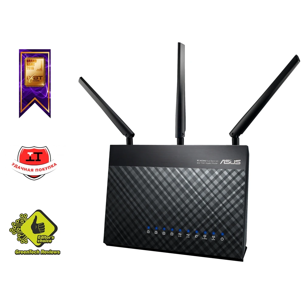 Роутер беспроводной Asus RT-AC68U AC1900 10/100/1000BASE-TX черный