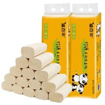 

12 Rolls Bamboo Pulp Toilet Paper Towels 4-Ply Thicken Biodegradable Bath Tissue