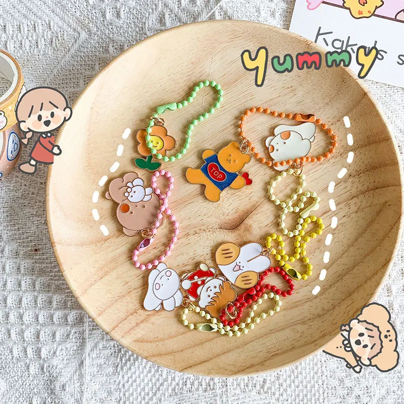 

Korea ins wind bag ornaments metal cute cartoon keychain student key ring pendant girl key chain kawaii supplies