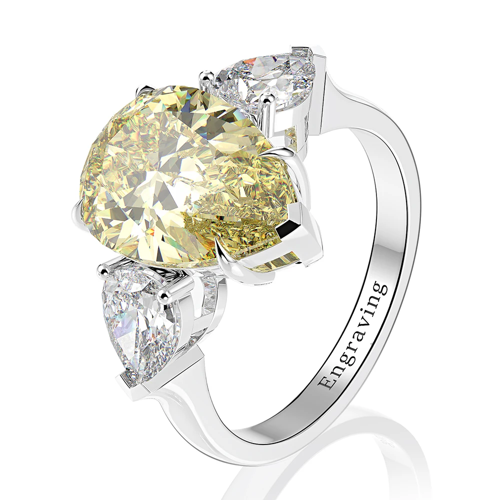 Wong Rain 100% 925 Sterling Silver Pear Created Moissanite Aquamarine Gemstone Wedding Engagement Ring Fine Jewelry Wholesale
