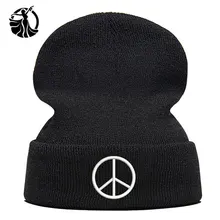 Beanie шляпа Skullie шапка, вязаная шапка-носок зима-осень вышивка в стиле панк Для мужчин Для женщин подростков уличных танцев забавные по заказу покупателя хип-хоп-знак мира