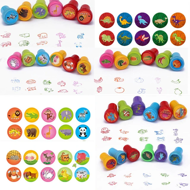 12Pcs/Box Children Toy Rubber Stamps Cartoon Fruits Kid Seal Diy Scrapbook  Photo Album Decor Stamper High Quality Simple