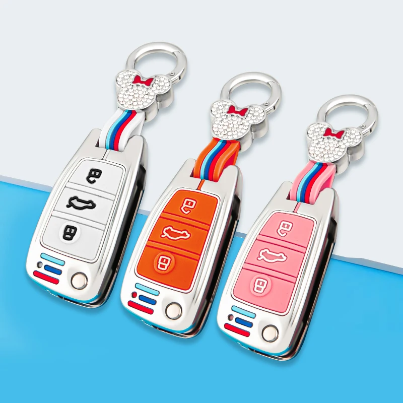 In-Lega-di-zinco-di-Chiave-Dell-automobile-di-Caso-Della-Protezione-Della-Copertura-Per-Audi.jpg Custodia/cover per Chiave/telecomando Per Audi A3 A4 A5 C5 C6 8L 8P B6 B7 B8 C6 RS3 Q3 Q7 TT 8L 8V S3 portachiavi accessori auto - In Lega di zinco di Chiave Dell automobile di Caso Della Protezione Della Copertura Per Audi