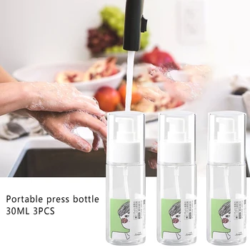 

3pcs Portable Leakproof Refillable Bottles Bathroom Cosmetic Container Essential Oil Shampoo Hand Press Transparent Travel