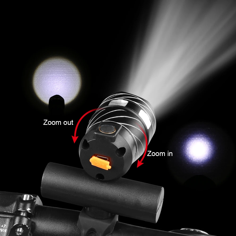 

LED Bicycle Light Bike Front Lamp Outdoor Zoomable Torch Headlight USB Rechargeable Built-in Battery 600LM Cycling Lights