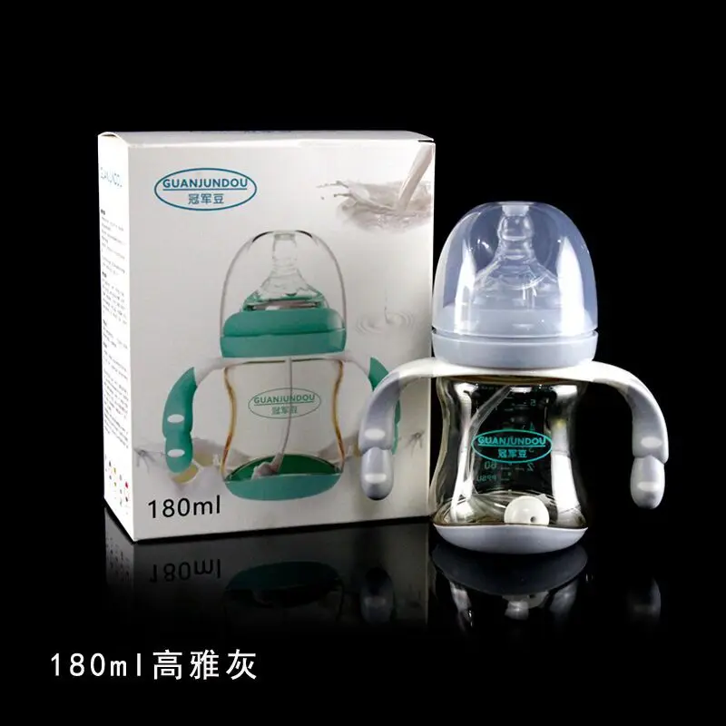 

New Style Drop-resistant Wide Aperture Newborns Baby against Flatulence Plastic BABY'S Feeding Bottle Silicone Nipple 180ml