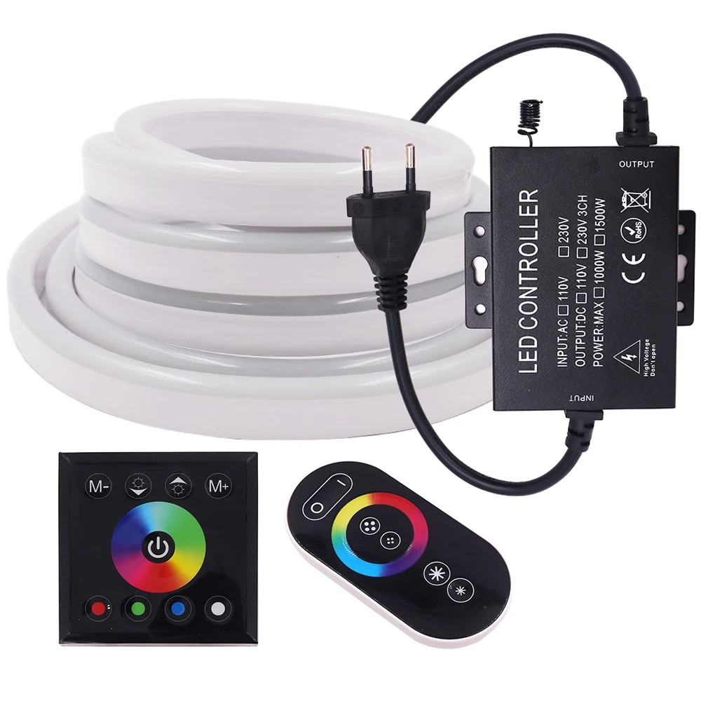 220V Flex Neon Light WiFi RGB LED Strip Tape Wall Touch Dual Control Rope Waterproof Sign Tube String EU | Лампы и освещение