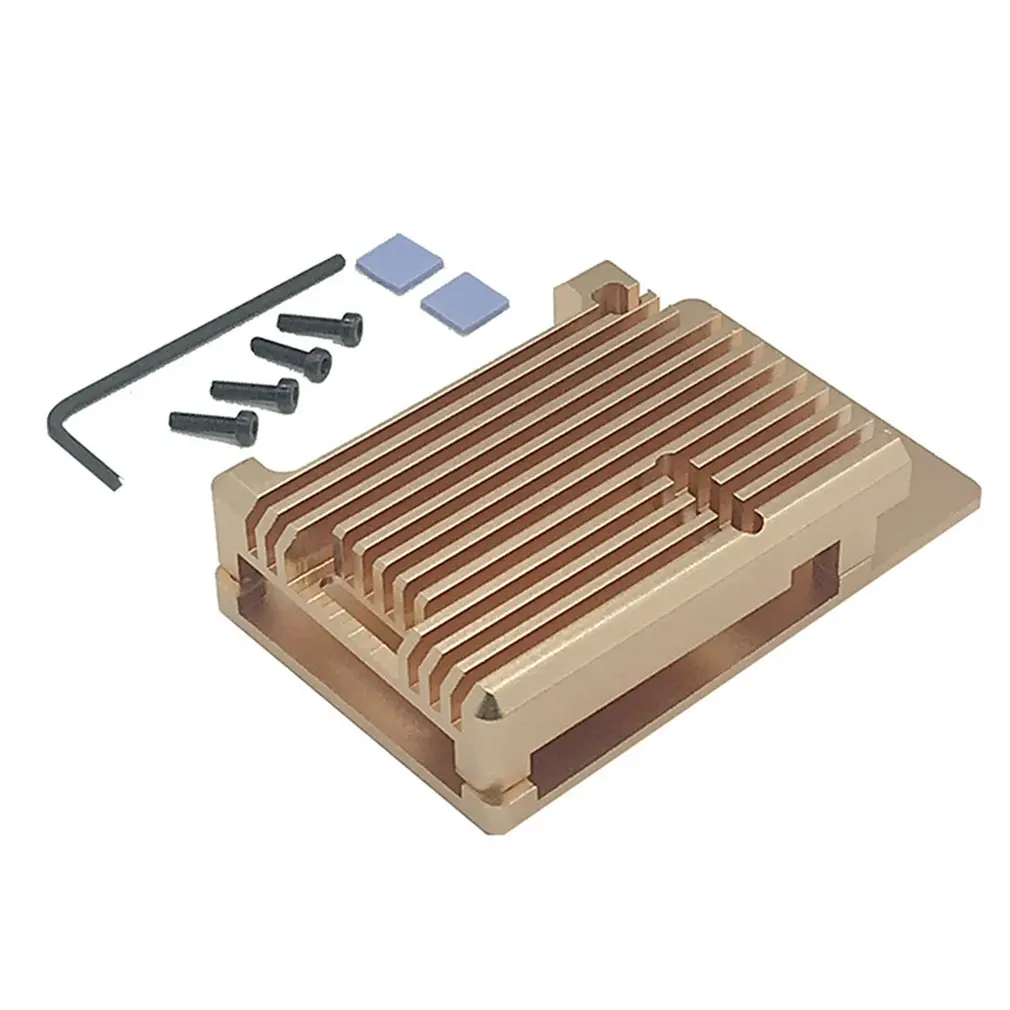 Для Raspberry Pi 4 Модель B алюминиевый корпус алюминиевый чехол Золотой запасные части коробки