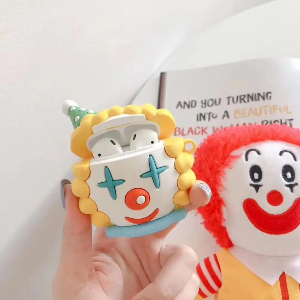 

GOOYIYO - Cute Clown Case For Airpods 1 2 Earphone Charge Box Cartoo Soft Silicone Cover Luxury Airpods Case