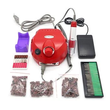 

110/220V 35000 RPM Pro Electric Nail tool Bit Manicure Machine Kit Pro Salon Home Nail Tools Set Red Nail Drill