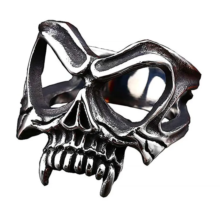 

Vintage Hollow Vampire Skull Rings Personality Motorcycle Party Steampunk Cool Finger Rings for Men Hip Hop Rock Jewelry