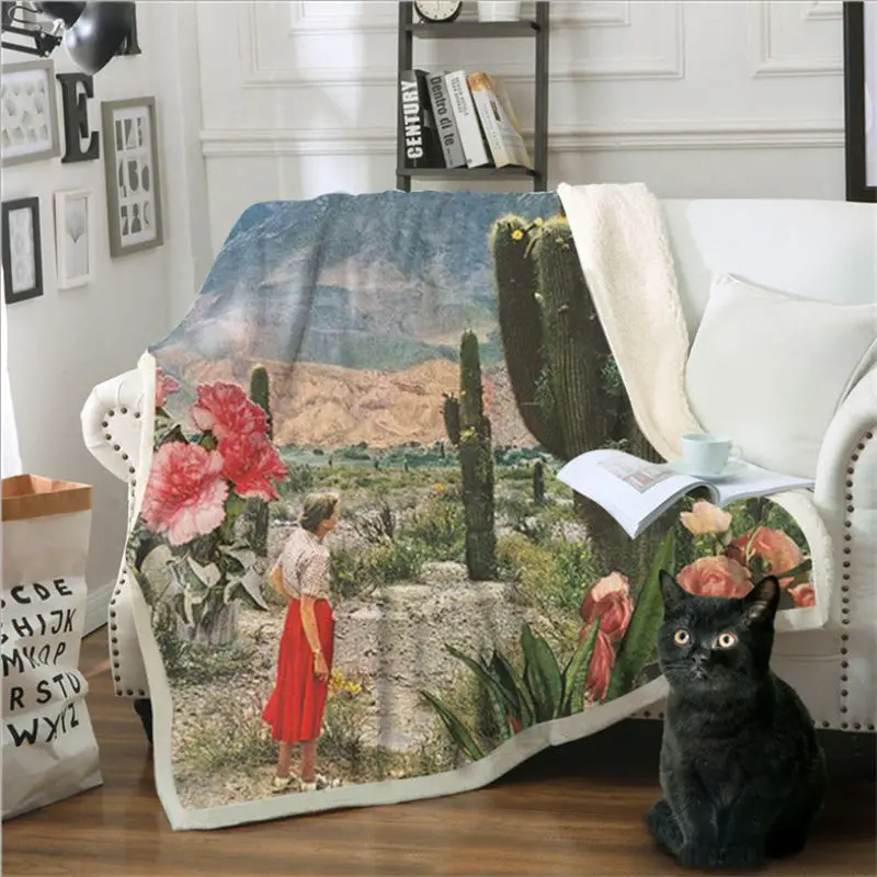 

Hooded Blanket 130cmX150cm Weighted Blanket Art Oil Painting Cotton Velvet Sofa Blanket Flame Retardant Wearable Blanket
