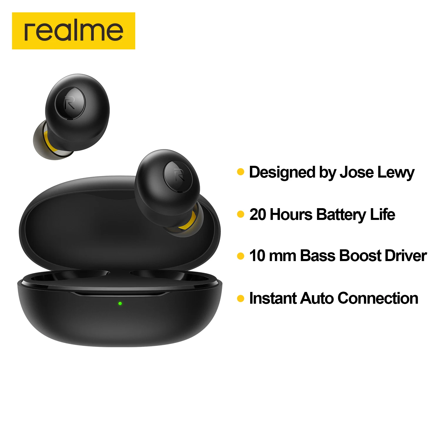 אוזניות Realme Earphones Buds Q רק ב₪58 / 18.64$ 3 realme Earphones Buds Q TWS Ture Wireless Bluetooth 5 0 Open up Auto Connection 20h Battery