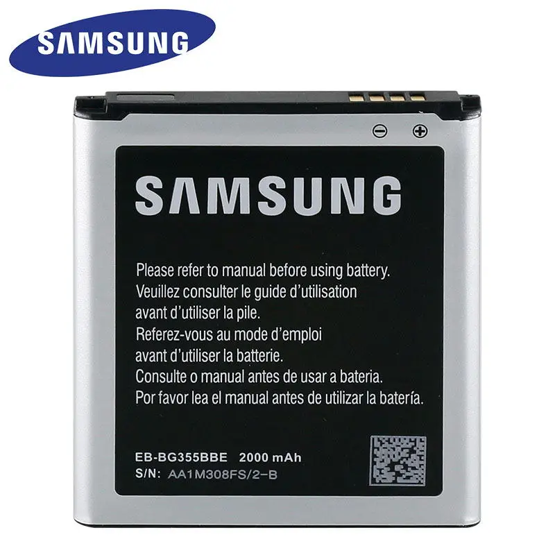 100% Оригинальный аккумулятор samsung для Galaxy Core 2 сменный G355 G355H G355M EB BG355BBE 2000 мАч с