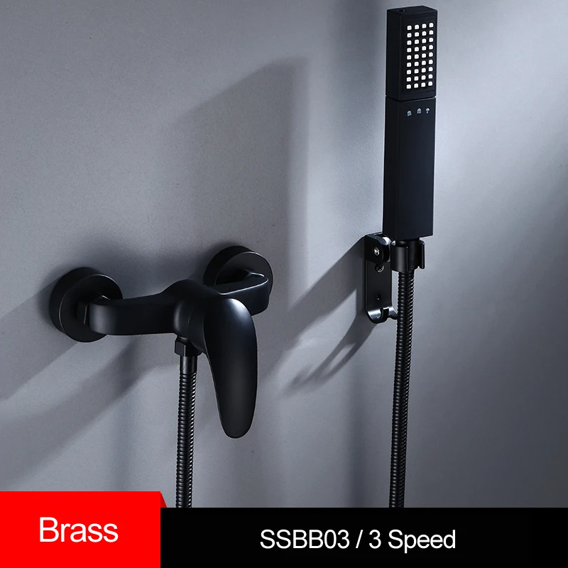 SSBB03 Душевая система s для ванной, смеситель для ванной, винтажная латунная черная система, ручной настенный душевой набор, роскошные наборы Ducha Chuveiro - Цвет: SSBB03
