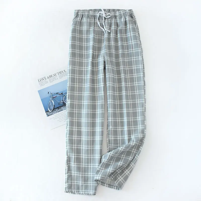 cotton man Lounge Wear Pajama Pants Plaid Pants 1291