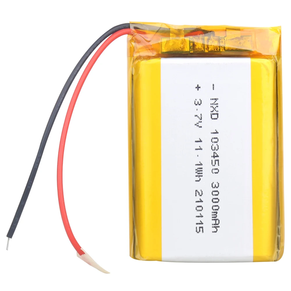 Polímero de Lítio Bateria Recarregável para Gps Navegador Mp5 Gps Bluetooth Speaker Fone de Ouvido E-book Câmera 3.7v 3000mah 103450
