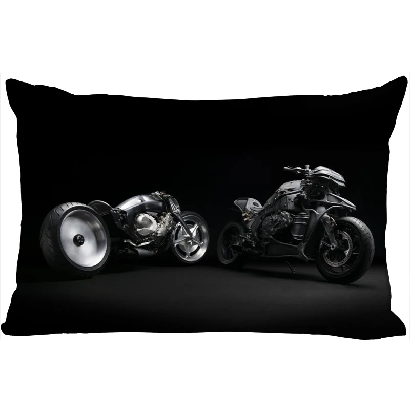 New Custom Motorcycle Printing pillowcover Two sides Standard Satin Silk Soft Rectangle Pillowcases zipper More size - Цвет: 4