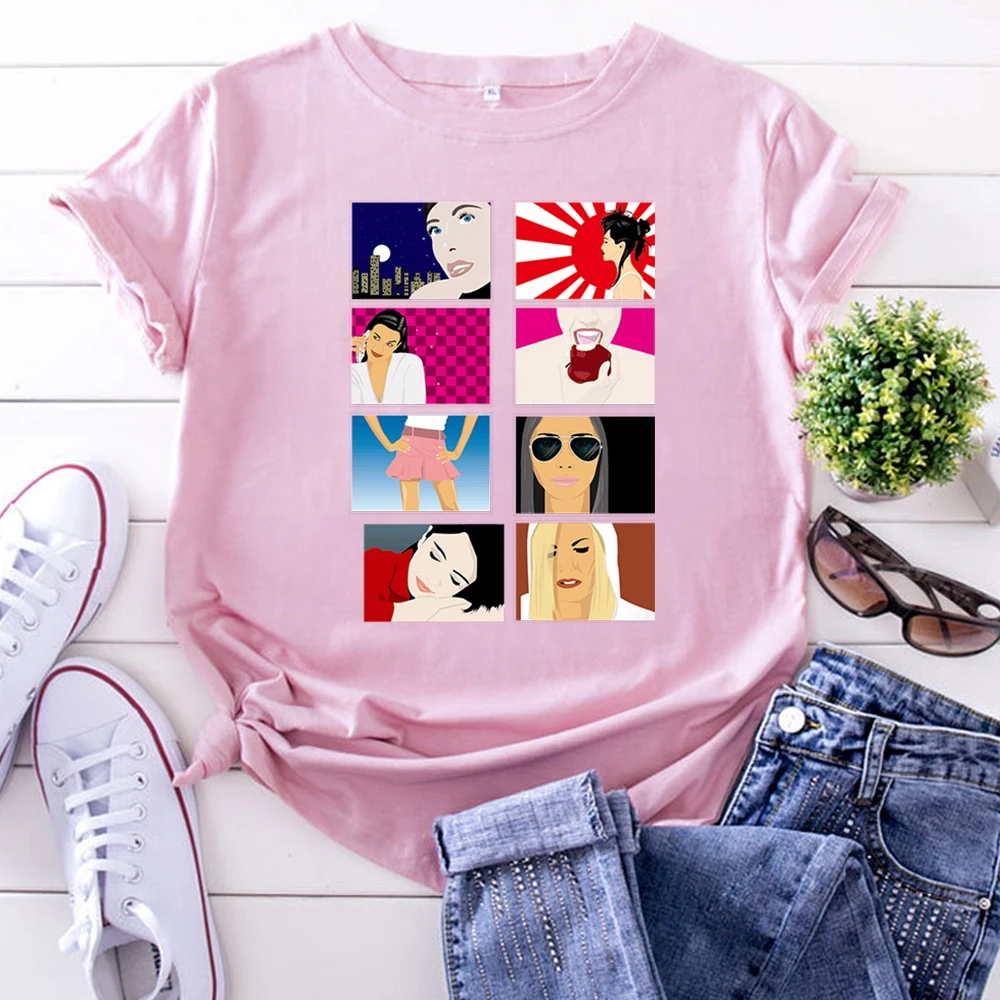 

T-Shirts Fashion Personality Puzzle Character Print T Shirt For Woman Funny Harajuku Womens Tshirtcasual Vintage Tee Shirts