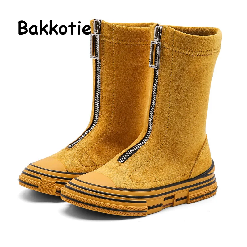 Bakkotie/Новинка 2019 года модные черные ботинки для малышей осенние Брендовые