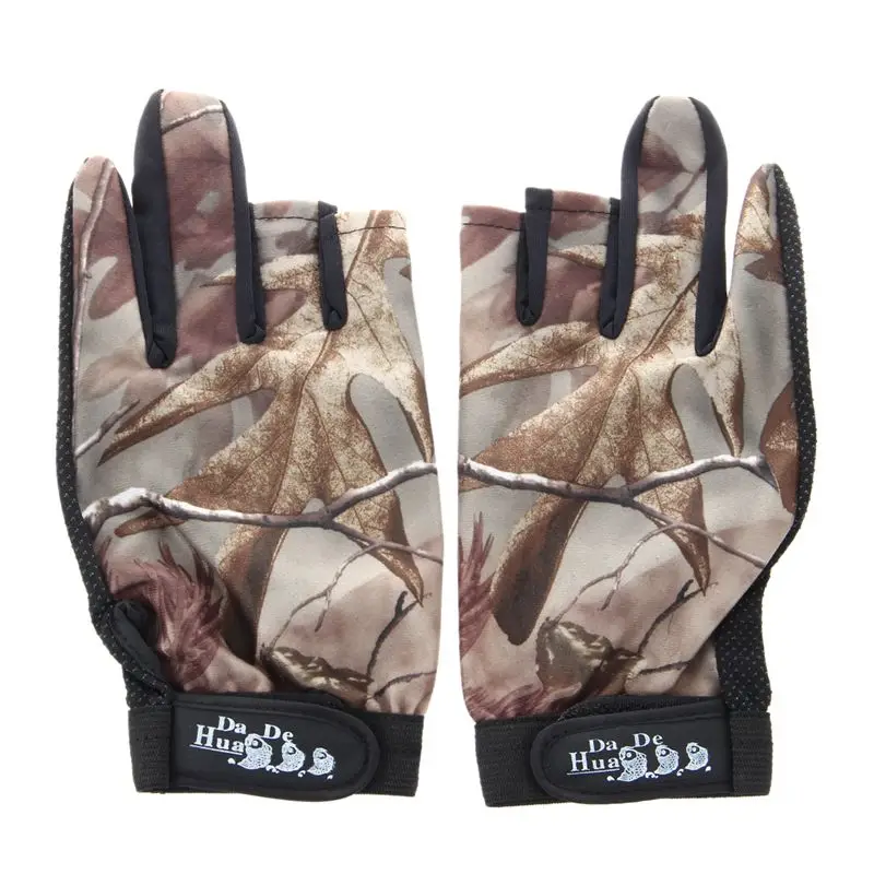 

3 Shorter Finger Waterproof Fishing Gloves Hunting Anti-Slip Mitts Shooting Camo