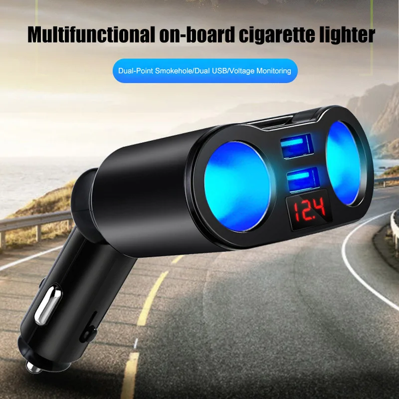 

Car Charger 2 USB Smoke Lighter Socket Splitter Adapter for Smartphone Vehicle SP99