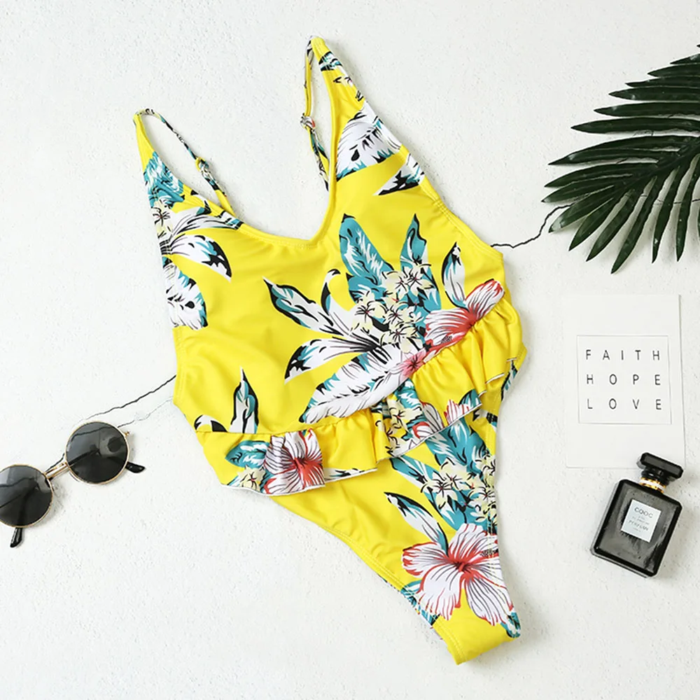 Женский купальник с цветочным принтом Mayo Maillot De Bain Femme сексуальный цельный