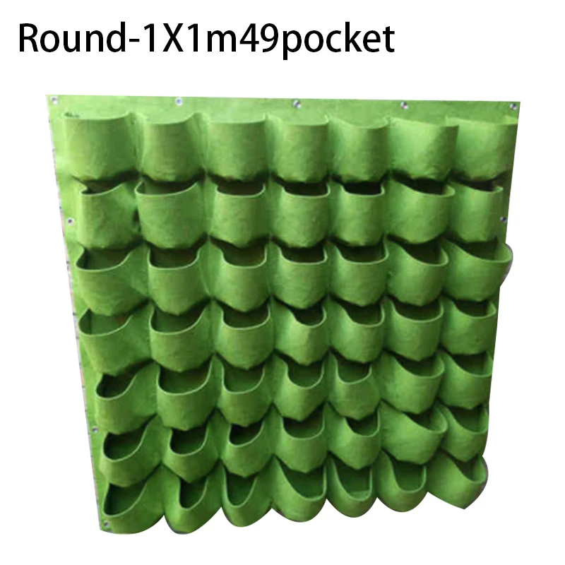 Round-1X1m49pocket Настенный посадки сумки ящик для комнатных растений, вертикальный в виде садовых овощей жизни сумка 9/18/25/36/49/56/64 карманы зеленый мешок расти для дома и сада - Цвет: Round-1X1m49pocket