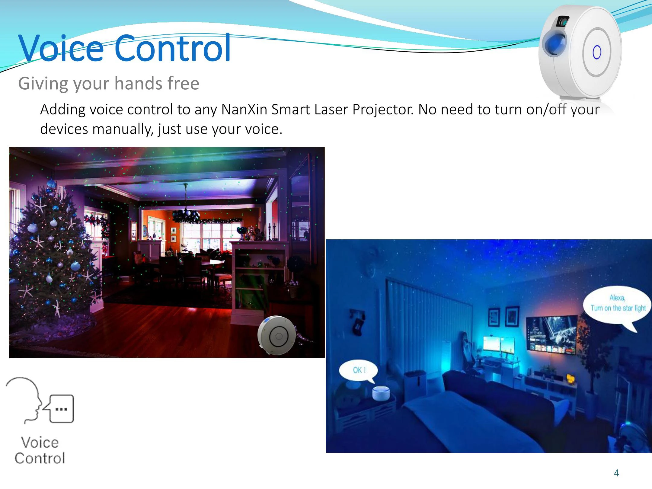 Inteligente de Estrela Aplicativo sem Fio Compatível com Alexa Projetor Tuya Wi-fi Laser Estrelado Efeito Oscilante Luz Noturna Led Colorida Céu - Image 6