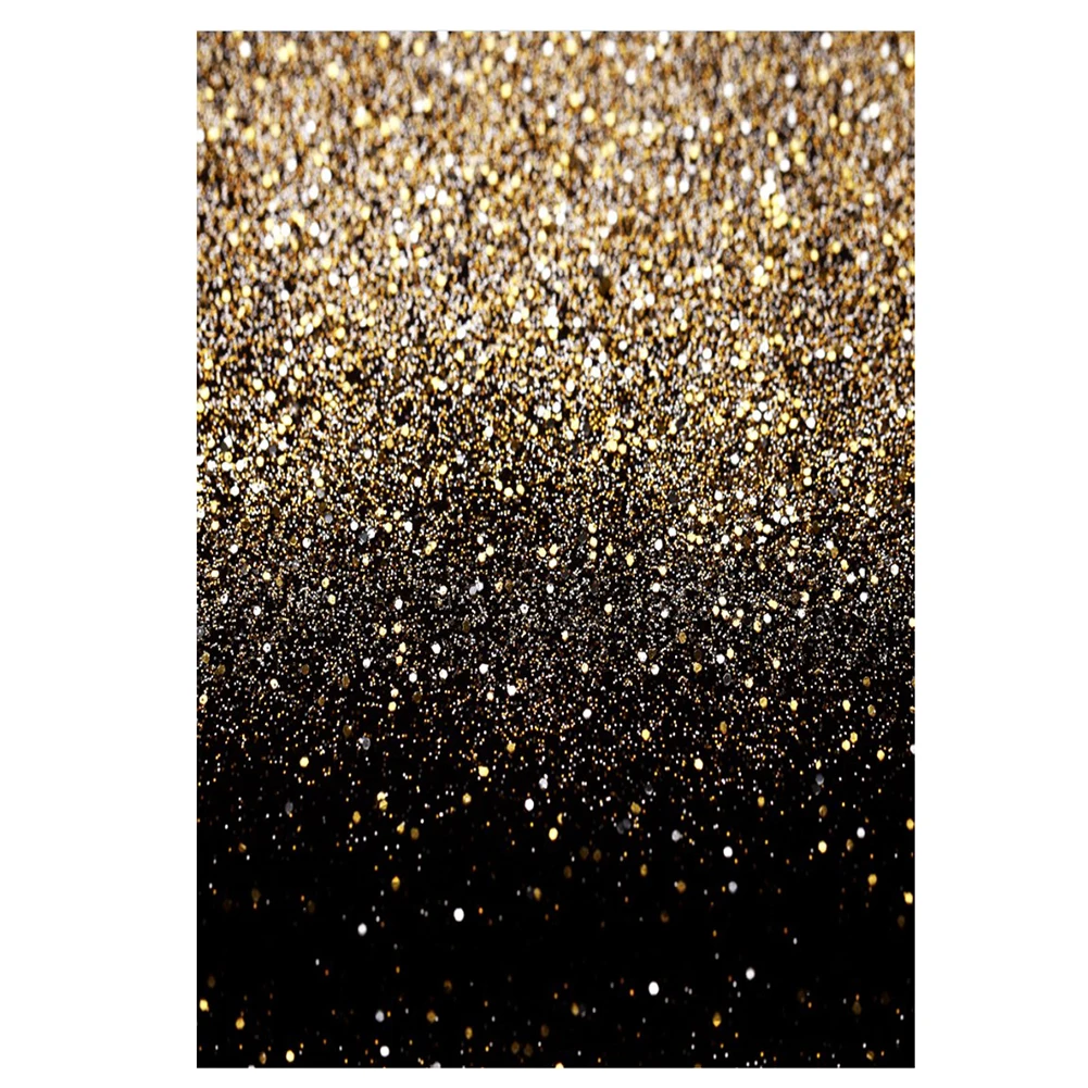 

5x7FT Vinyl Party Glitter Black Gold Dots Photo Studio Backdrop Background Props